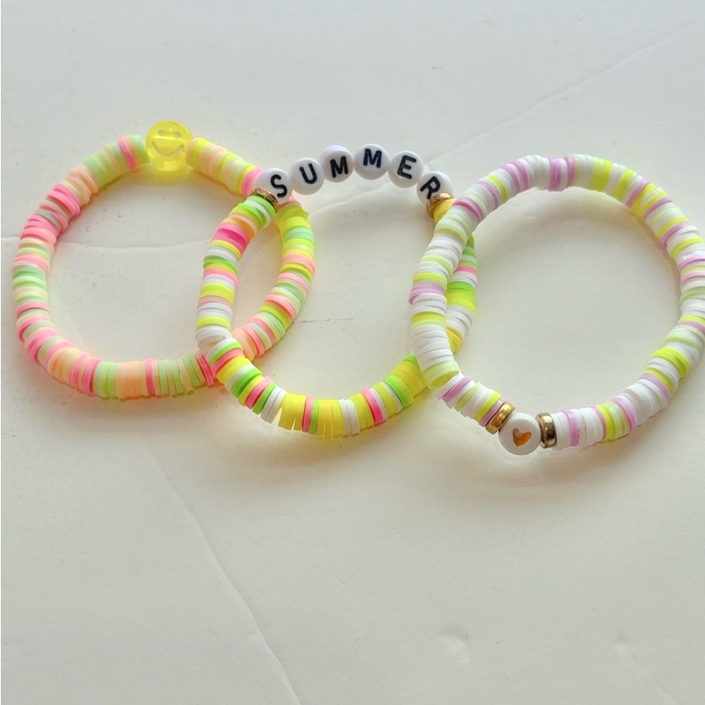 3-pack: Colorful Clay Beaded Bracelets Set